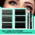708pcs Mega Lash Clusters Kit with Tweezers, Glue & Brush - Soft Silky Fiber False Eyelashes, 0.07mm Ultra-Thin & Lightweight, 10-18mm Lengths, Natural/Cat-Eye/Volume Styles, Reusable Lash Extensions for Parties, Weddings, Da