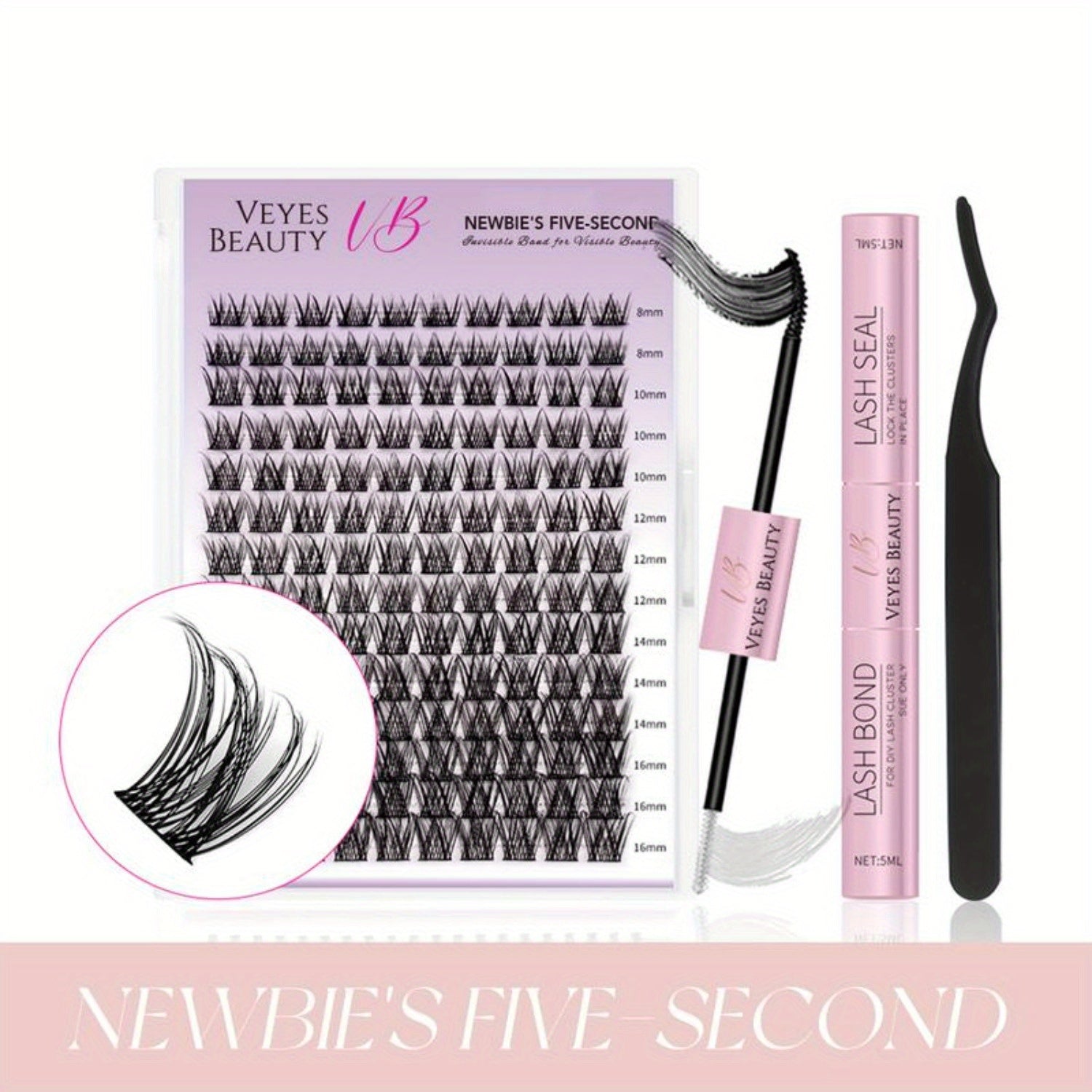 Cluster Lashes Kit Invisible Band Lashes With Bond & Seal Tweezer DIY False Eyelashes Applicator for Lash Newbie Beginners Eyelashes Extensions Eyelash Extensions Eyelash Extension
