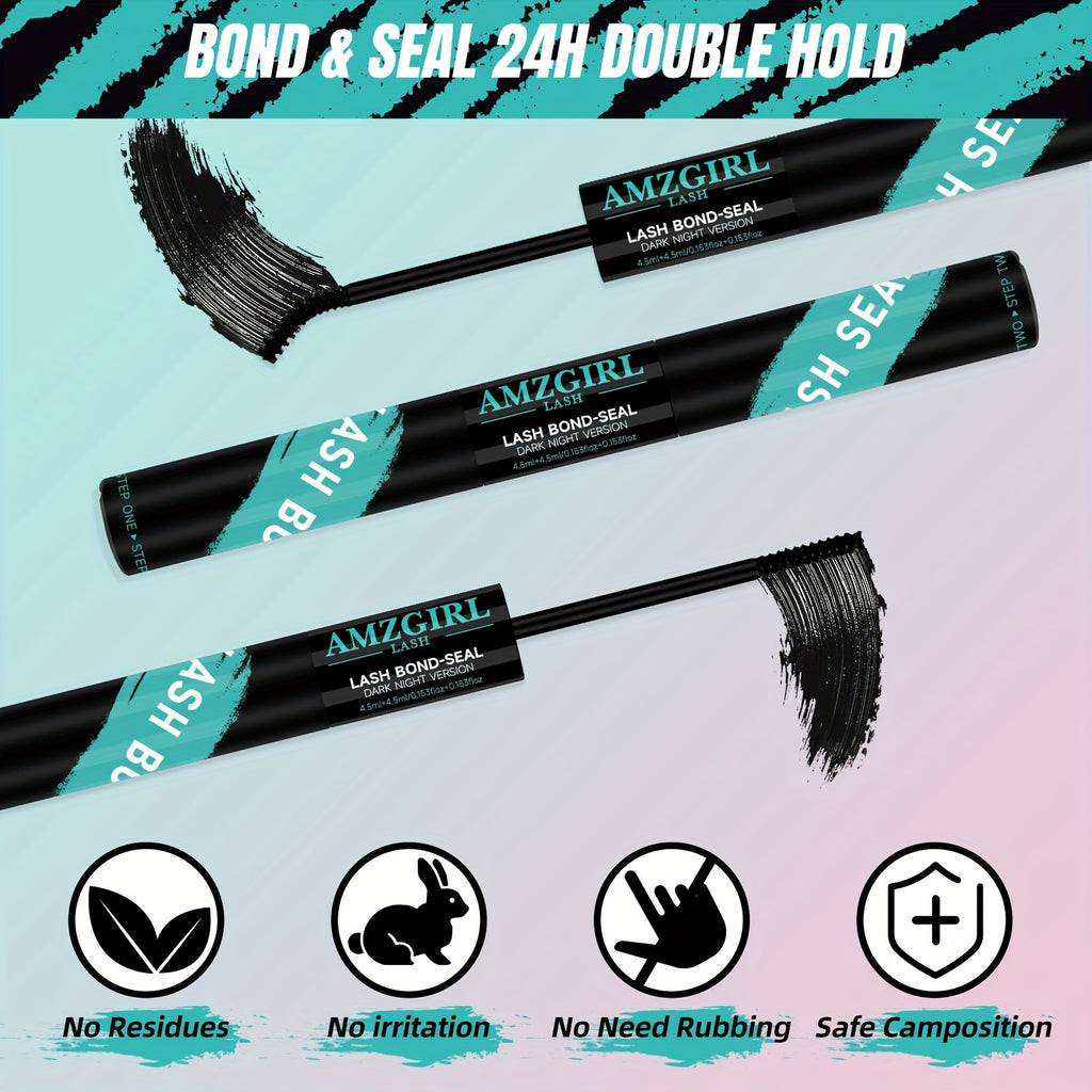 144PCS AMZGIRL LASH Midnight DIY Lash Extension Kit with Lash Bond and Seal, Lash Glue Remover, Applicator for Individual False Eyelashes (D-Mix 8-16mm Kit) for Halloween