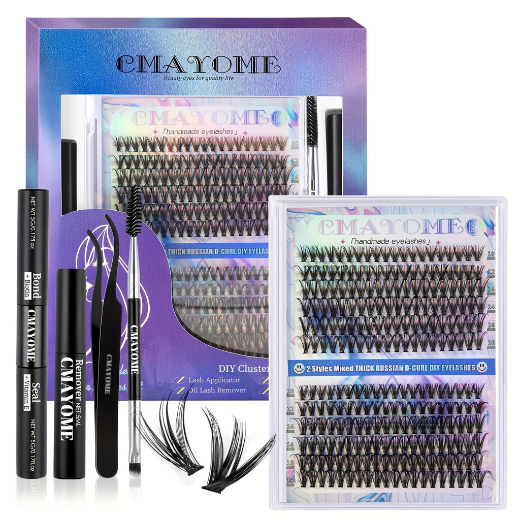 228/240pcs, Large Capacity False Eyelashes Gift Box, DIY-Lash-Extension-Kit, Lash Clusters With Lash Bond And Seal, Lash Glue Remover, Lash Applicator Super Thin Band & Soft