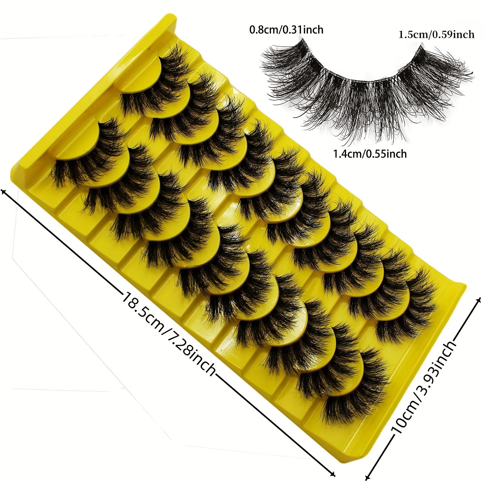 10 Pairs Set of Luxurious 3D Russian Strip Fluffy False Eyelashes - Thick Volume, Messy, Lightweight, Handmade, Unscented, Pair Form for Dramatic Eye Look - Easy to Apply, Reusable, Comfortable, Cruelty-Free, and Versatile fo