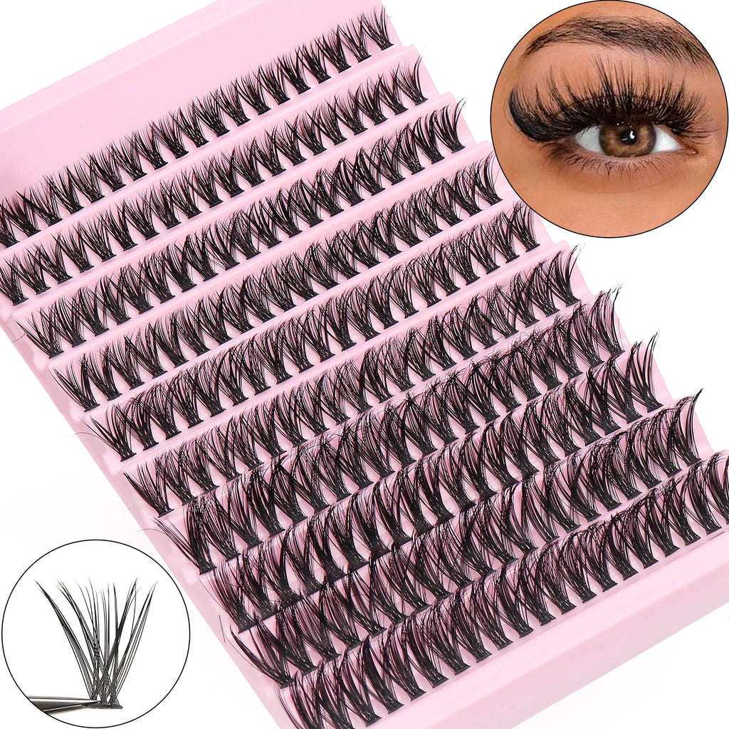 200 Clusters Natural-Looking D-Curl False Eyelashes, Thick & Fluffy For Daily Wear