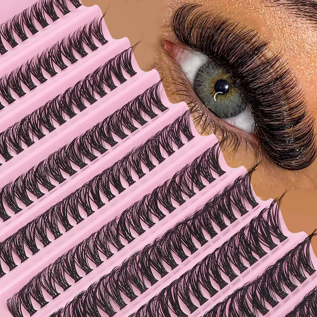 200 Clusters Natural-Looking D-Curl False Eyelashes, Thick & Fluffy For Daily Wear