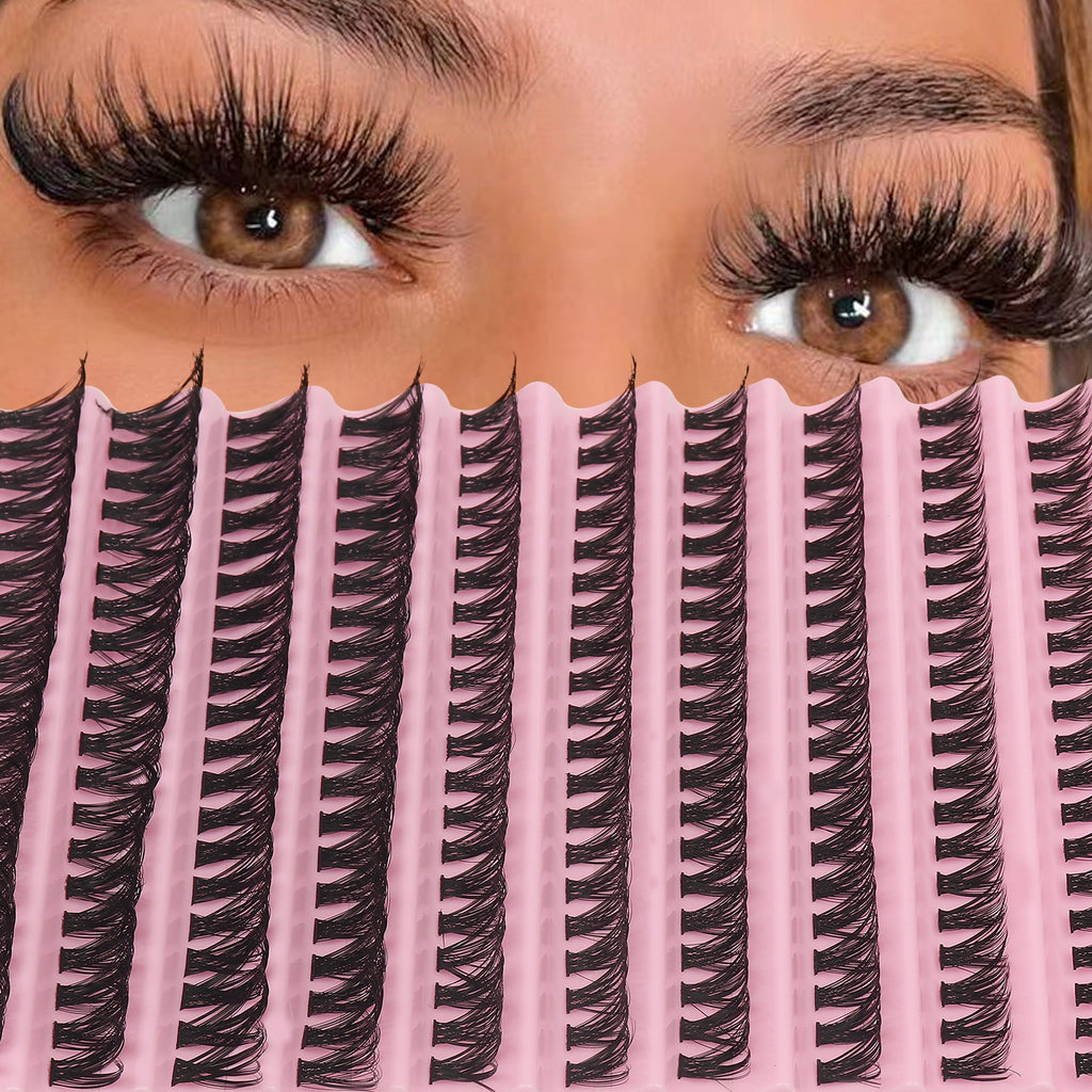 200 Clusters Natural-Looking D-Curl False Eyelashes, Thick & Fluffy For Daily Wear