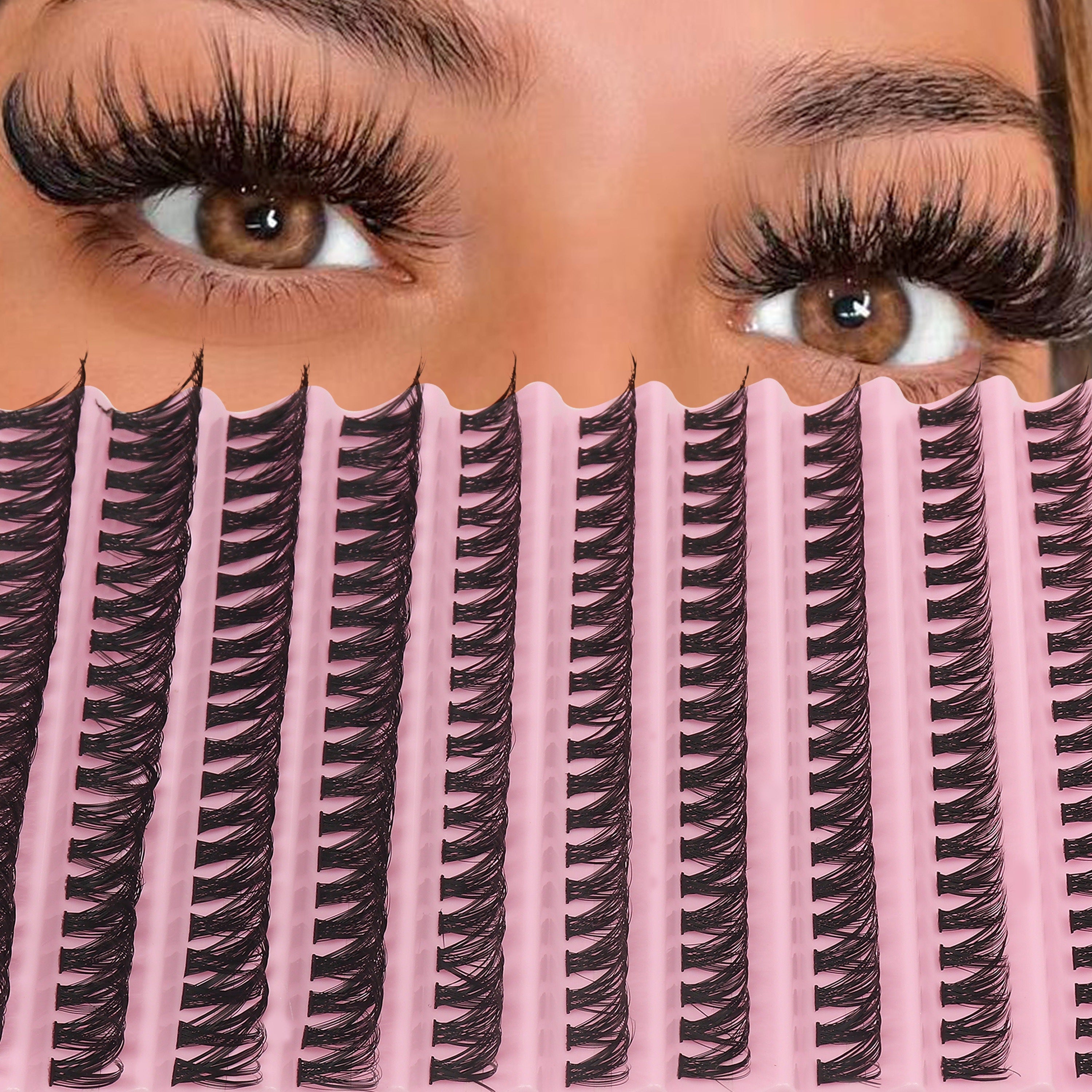 200 Clusters Natural-Looking D-Curl False Eyelashes, Thick & Fluffy For Daily Wear