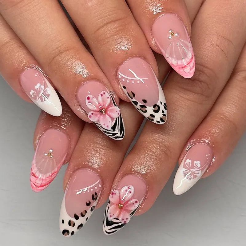 30pcs False Nails 3D Crystal Mix ABS Press on Nails with Diamonds Nail Art Decoration for Finger