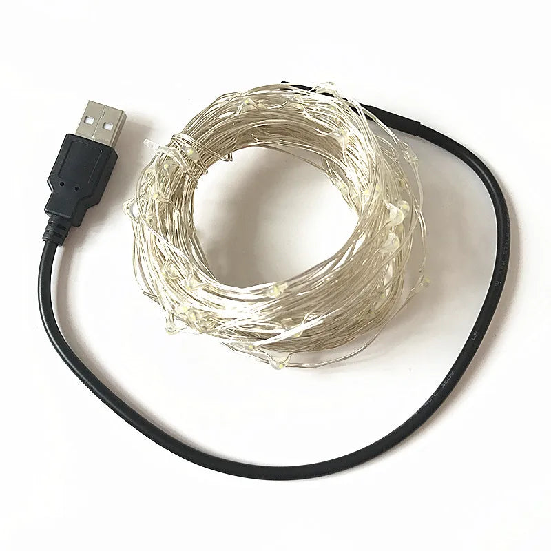 Fairy Light 10M 33ft Starry String USB 5V Lights Fairy Micro LED Transparent Wire for Party Christmas Wedding 9 Colors