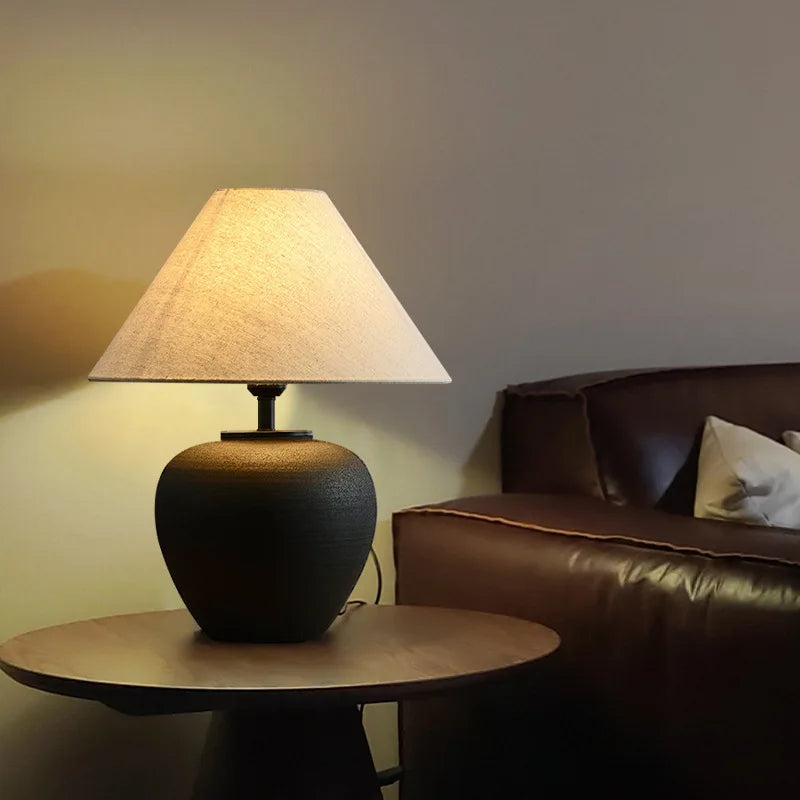 Wabi-sabi Table Lamp Ceramic Display Decoration Japanese-style Living Room Bedroom Hotel Bedside Nostalgic Homestay Lamp
