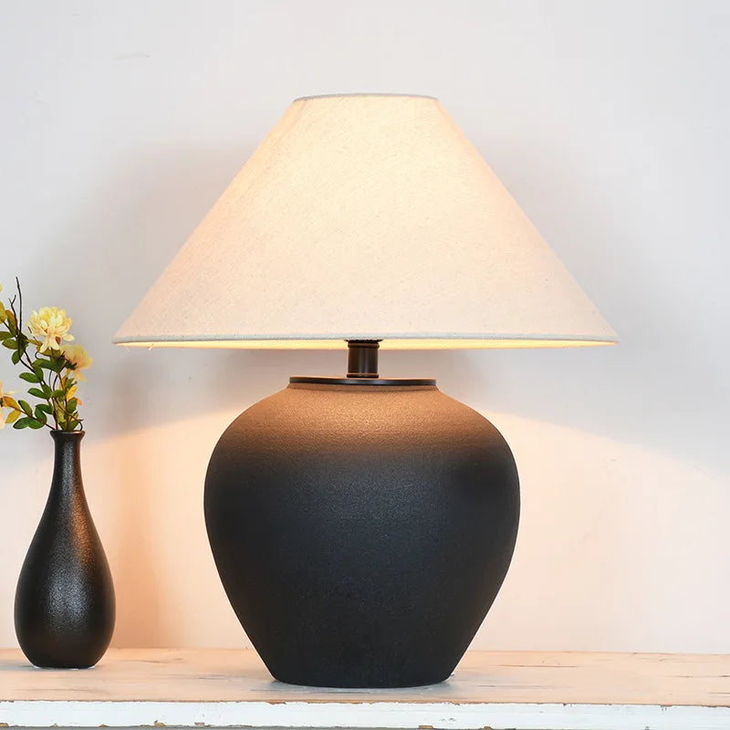 Handmade Pottery Lamp Room Designer Table Lamps Luxury Modern Decorative Study Hotel Living Room Bedroom Bedside Table Lamp