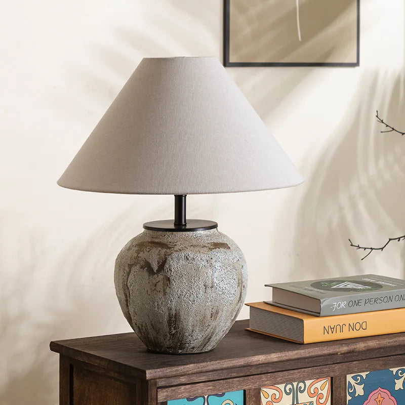 Wabi-sabi Table Lamp Ceramic Display Decoration Japanese-style Living Room Bedroom Hotel Bedside Nostalgic Homestay Lamp