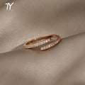 Minimalist Geometric Rose Gold Colour Rings For Woman Korean Fashion Jewelry New Goth Accessories Student Girl's Simple Ring Set