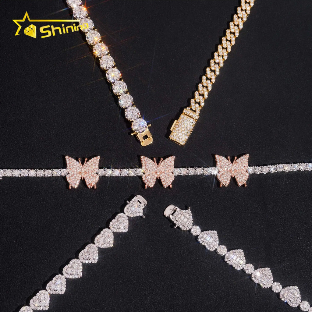 Wholesale Sterling Silver 925  Moissanite Pass Diamond Test Bracelets Hip Hop Men's Jewelry Iced Out Moissanite Cuban Link