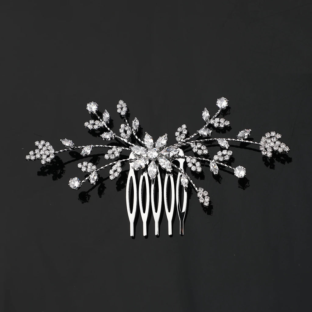 Gold Plated Wedding Bride Hairband Jewelry Flower Headpiece Floral Hair Accessories Bridal Hair Combs