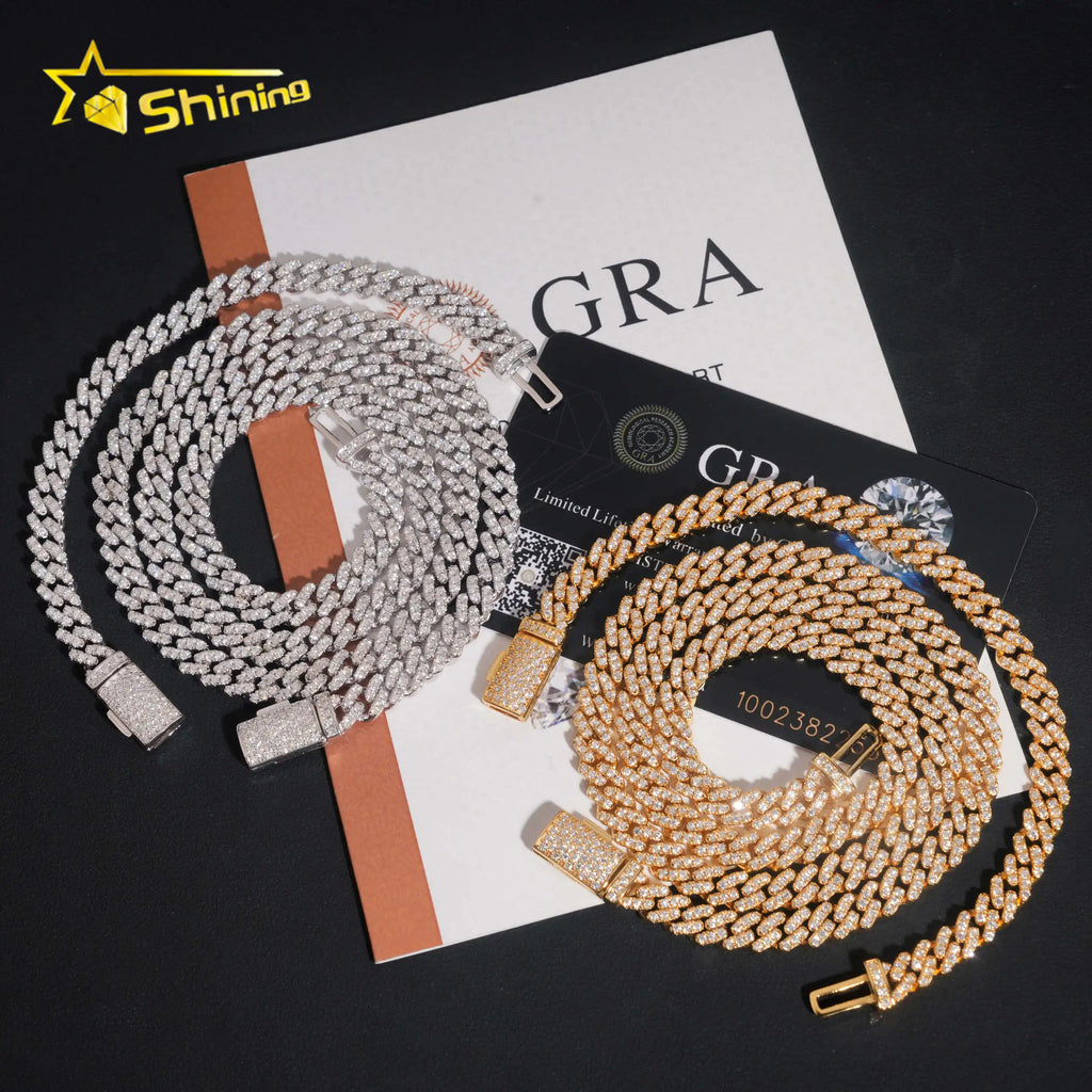 Wholesale Sterling Silver 925  Moissanite Pass Diamond Test Bracelets Hip Hop Men's Jewelry Iced Out Moissanite Cuban Link