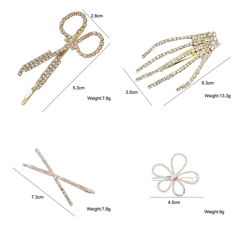 New Trendy Gold Color Letter Hair Clip Sweet Flower Leaf Crystal Alloy Hairgrip Women Girl Hairpins Headwear Hair Accessories