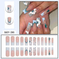 Hot-selling Long Wearable Nails with Ice-clear Sparkling Diamonds, Whitening Effect 24-piece False Nail Set for Wholesale