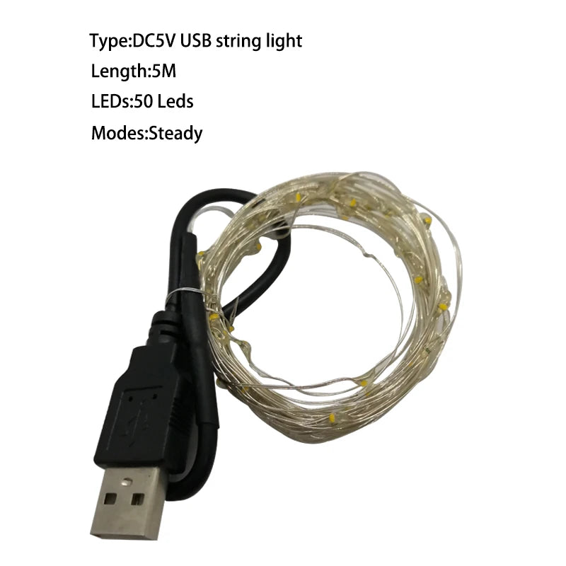 LED String Light 1m 2m 3m 5m 10m Garland Lights Home Christmas Wedding Party Decoration Powered by AA Battery / USB Fairy Lights