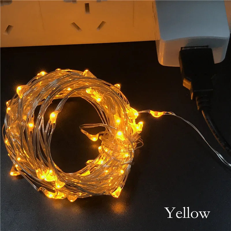 Fairy Light 10M 33ft Starry String USB 5V Lights Fairy Micro LED Transparent Wire for Party Christmas Wedding 9 Colors