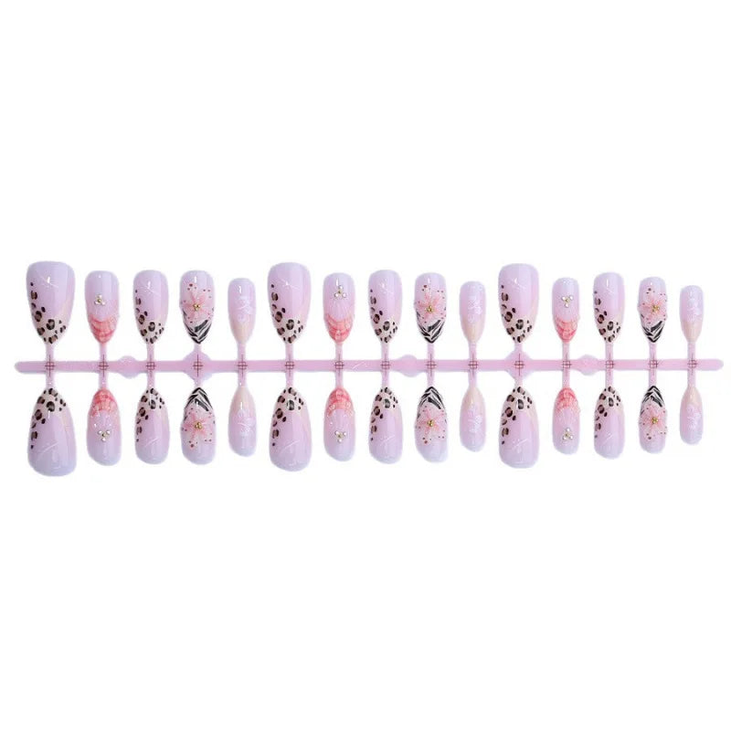 30pcs False Nails 3D Crystal Mix ABS Press on Nails with Diamonds Nail Art Decoration for Finger