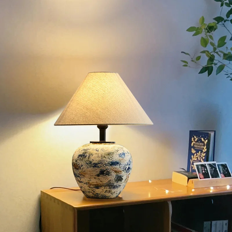 Wabi-sabi Table Lamp Ceramic Display Decoration Japanese-style Living Room Bedroom Hotel Bedside Nostalgic Homestay Lamp