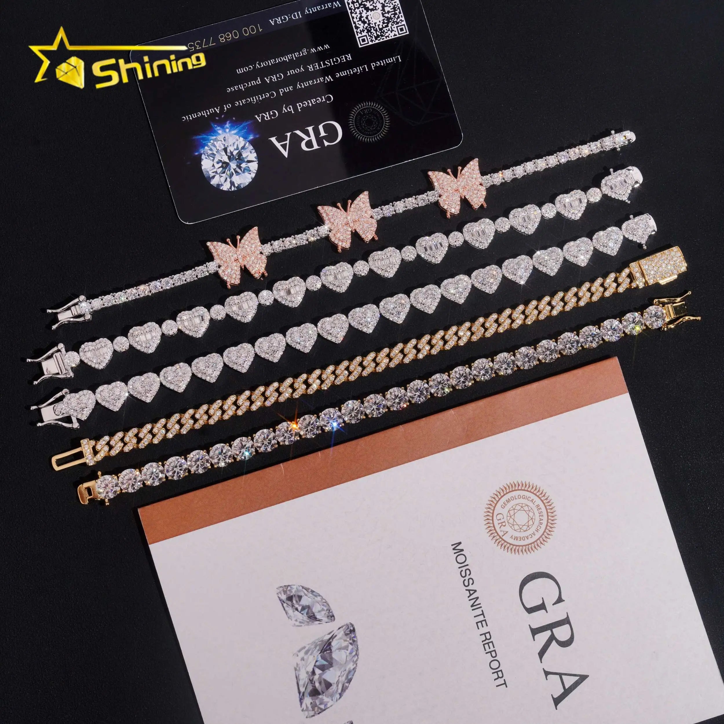 Wholesale Sterling Silver 925  Moissanite Pass Diamond Test Bracelets Hip Hop Men's Jewelry Iced Out Moissanite Cuban Link