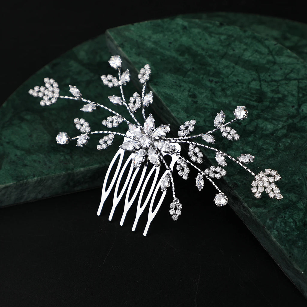 Gold Plated Wedding Bride Hairband Jewelry Flower Headpiece Floral Hair Accessories Bridal Hair Combs