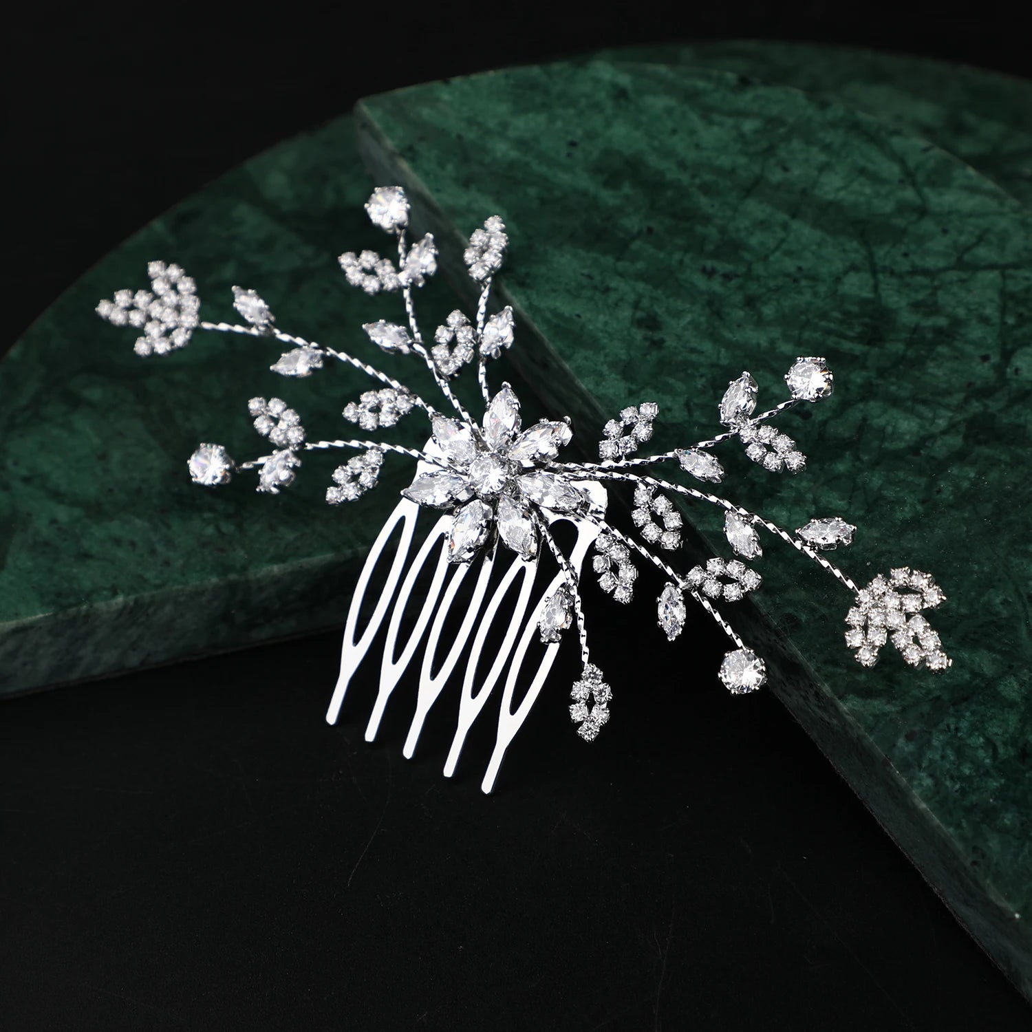 Gold Plated Wedding Bride Hairband Jewelry Flower Headpiece Floral Hair Accessories Bridal Hair Combs