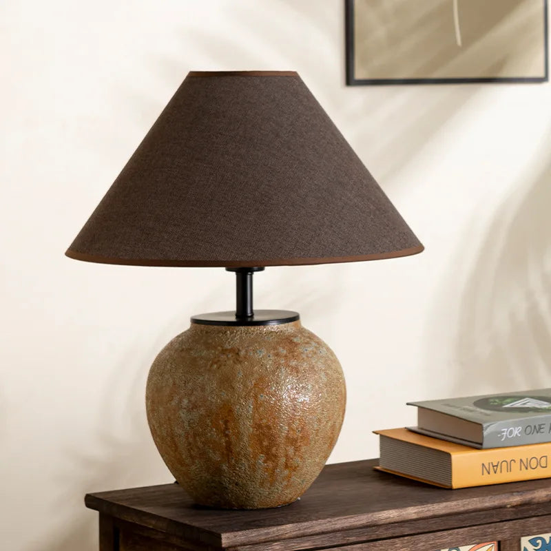 Wabi-sabi Table Lamp Ceramic Display Decoration Japanese-style Living Room Bedroom Hotel Bedside Nostalgic Homestay Lamp