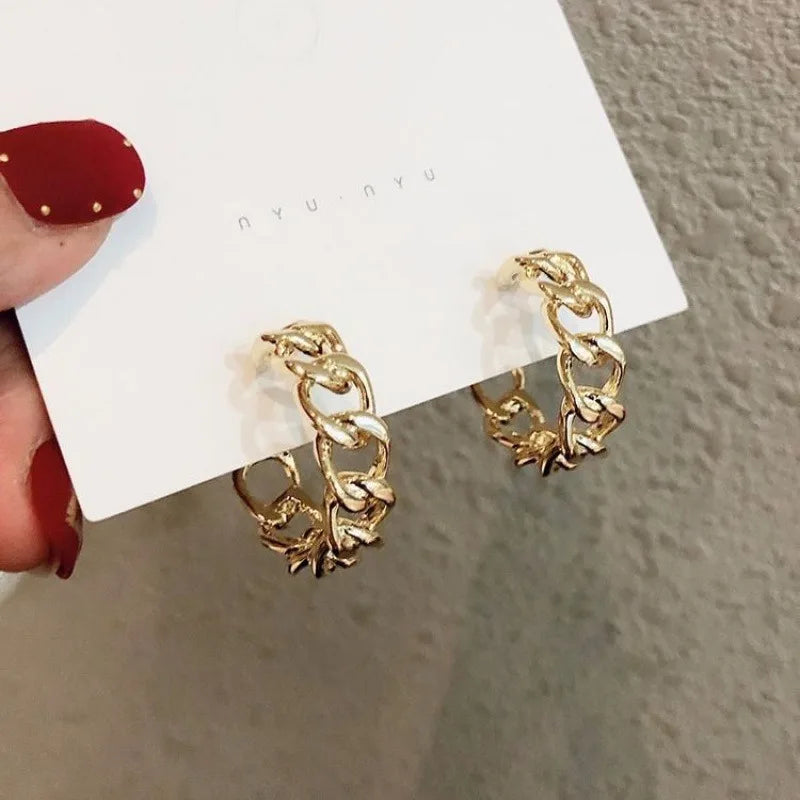 Minimalist Gold color earrings Metal Large Circle Geometric Round Big Earrings for Women Girl Wedding Party Jewelry wholesale