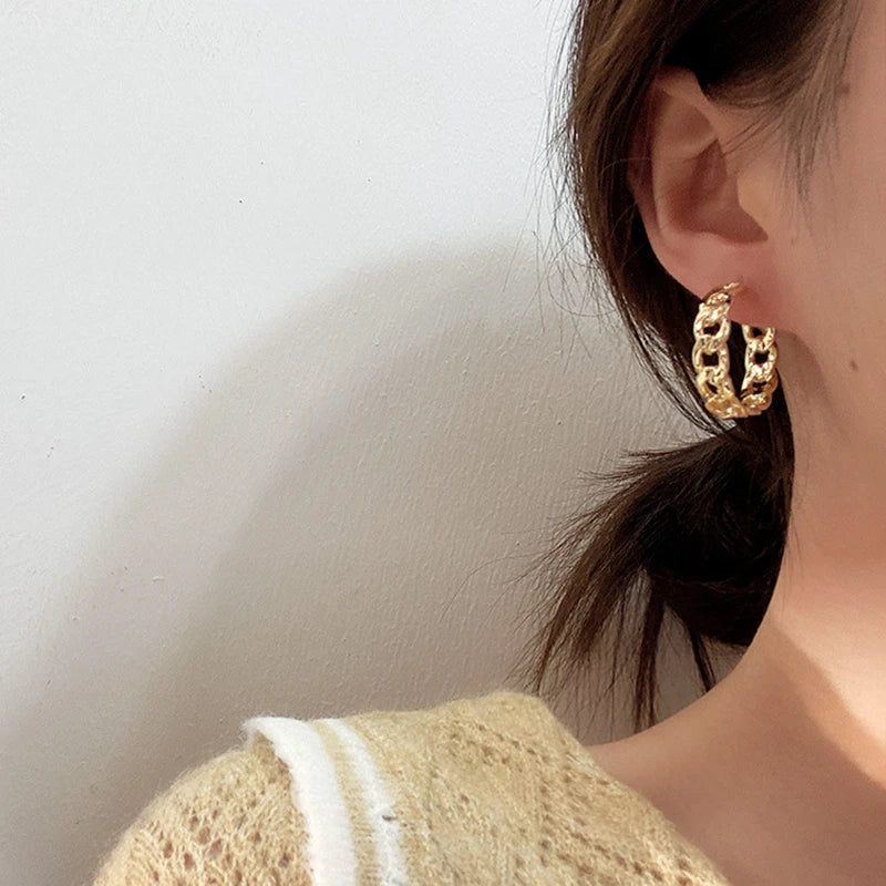Minimalist Gold color earrings Metal Large Circle Geometric Round Big Earrings for Women Girl Wedding Party Jewelry wholesale