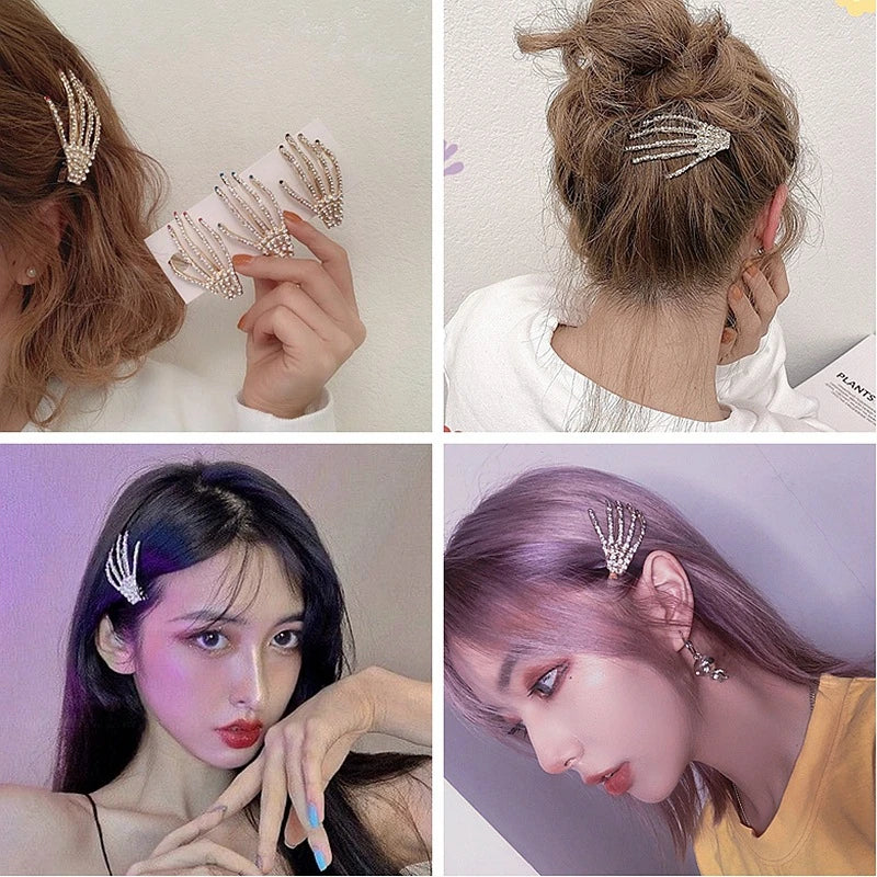 New Trendy Gold Color Letter Hair Clip Sweet Flower Leaf Crystal Alloy Hairgrip Women Girl Hairpins Headwear Hair Accessories