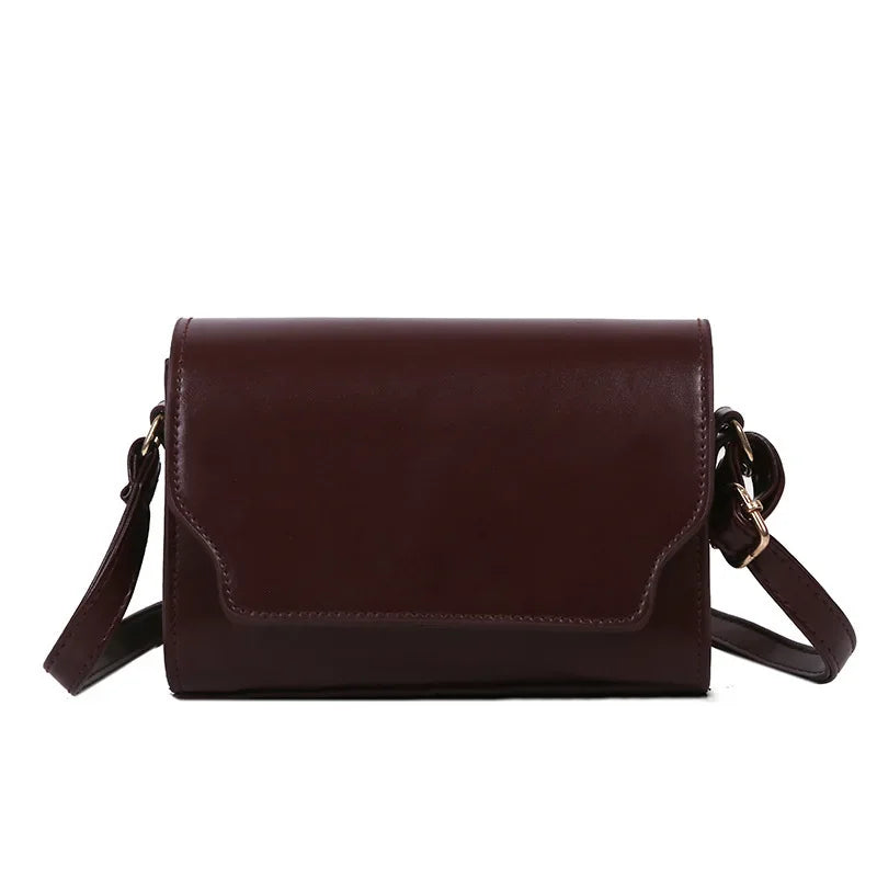 Vintage Mini Messenger Bags for Women PU Leather Shoulder Bags Ladies Simple Design Handbag Female Crossbody Small Square Purse