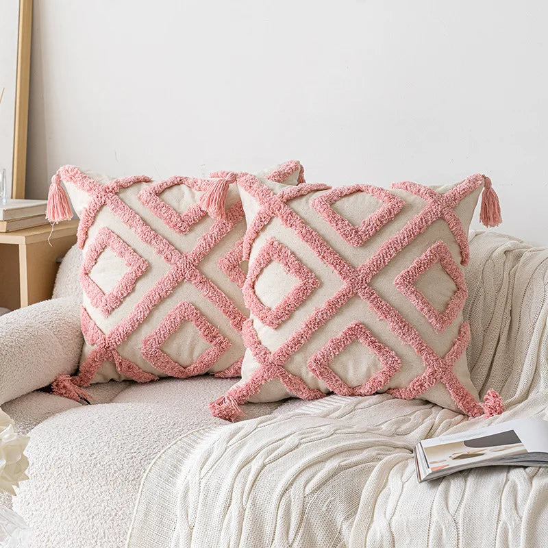 Ins Style Pink Plush Sofa Pillow Case New 45X45 Cushions Cover Small Fresh Love Style Detachable Pillow Cover Home Decorative