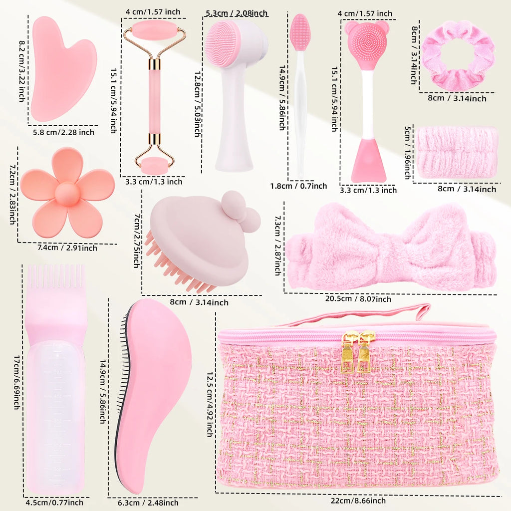 15-piece facial cleansing massage set, multifunctional beauty care set, portable storage, a must for beauty lovers.