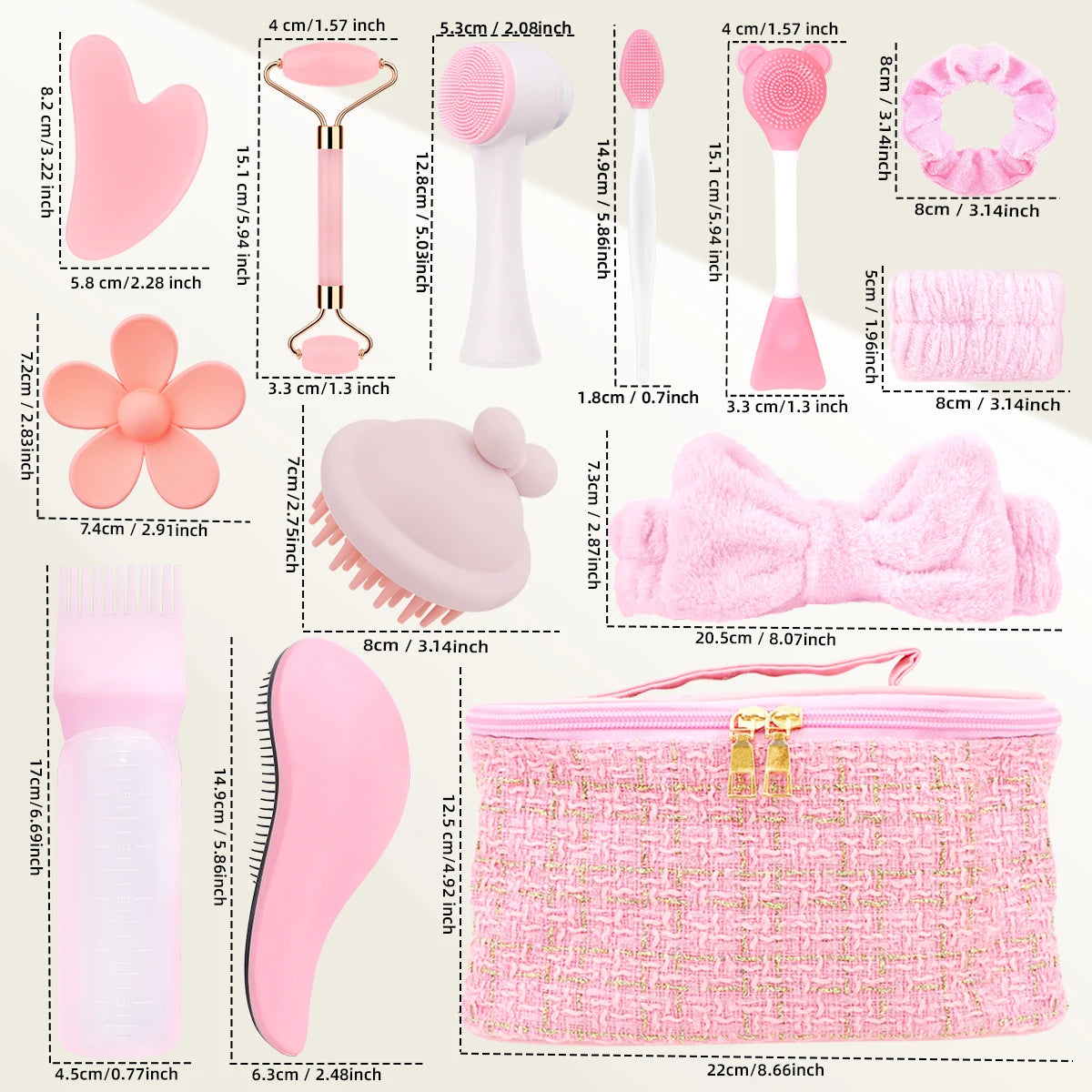 15-piece facial cleansing massage set, multifunctional beauty care set, portable storage, a must for beauty lovers.