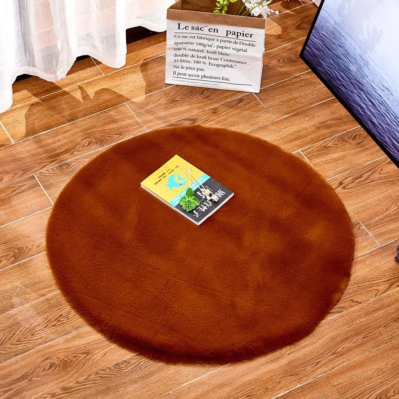 Colorful Round Shaggy Area Rug for Living Room, Bedroom, Kids Room - Modern Floor Mats