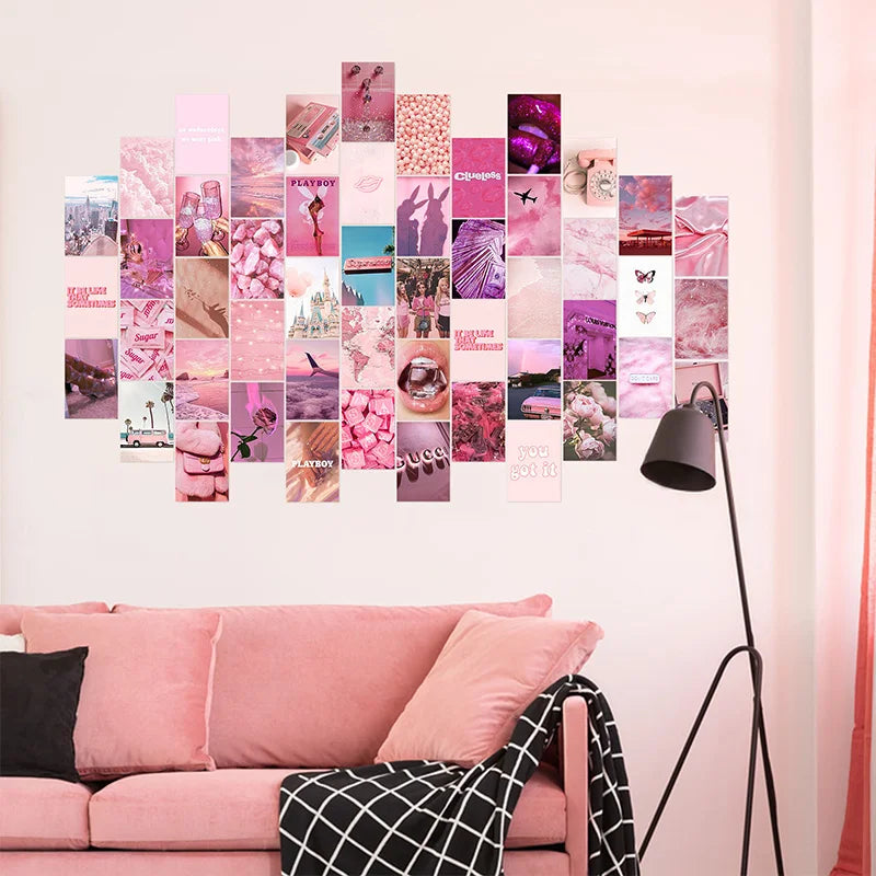 50Pcs Aesthetic Posters Decorative Collage Cards Minimalist Postcards Teens Favors Artistic Painting Dorm Room Wall Decoration