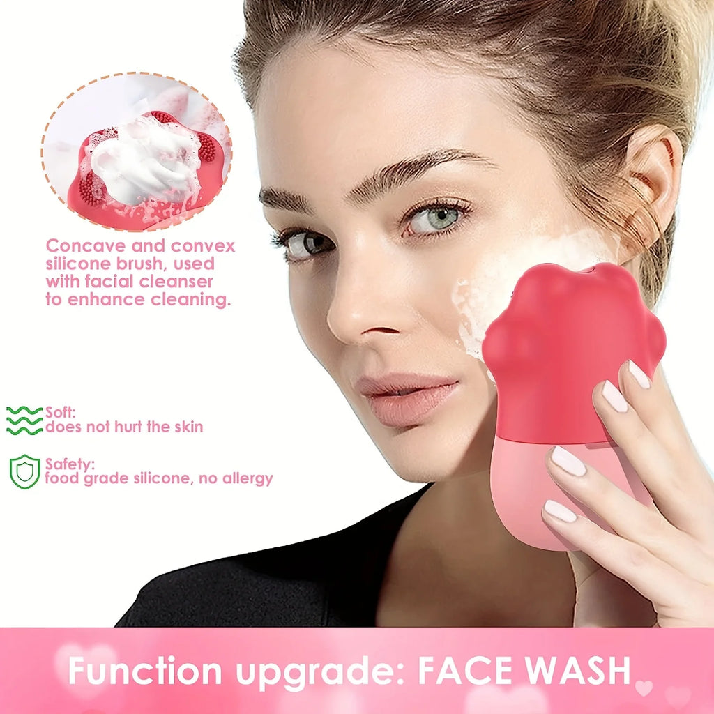 Ice Roller for Face Beauty Ice Roller With Cosmetic Brush Scrubber Mat Pad Cleaning Tool Skin Care Tools Perfect Gift for Women