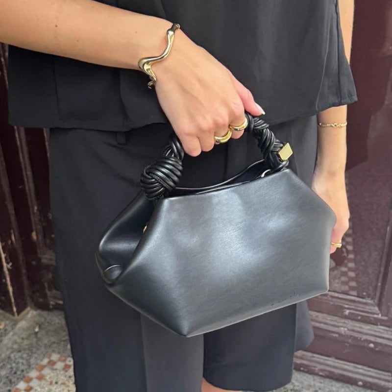 Classic Small Bou Bags For Women Luxury Designer Handbags Purses 2026 New In PU Woven Top Handle Metal Sheet Decoration Shoulder