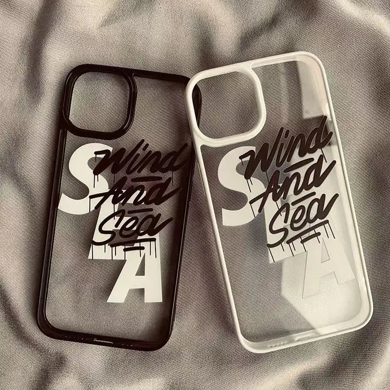 Trendy Brand Creative Graffiti SEA Phone Case For iPhone 17 Air 16 15 14 11 12 13 Pro Max 16 17 Pro 16E 16 Plus Transparent Case