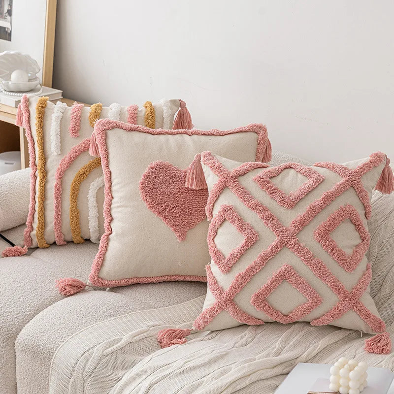 Ins Style Pink Plush Sofa Pillow Case New 45X45 Cushions Cover Small Fresh Love Style Detachable Pillow Cover Home Decorative