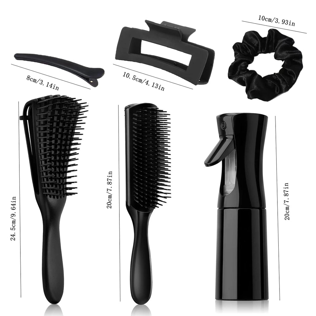 12pcs Detangling Brush Set, 200ml Continuous Spray Bottle, Premium Wide Tooth Comb, Scalp Massager Shampoo Brush, Brush Set with