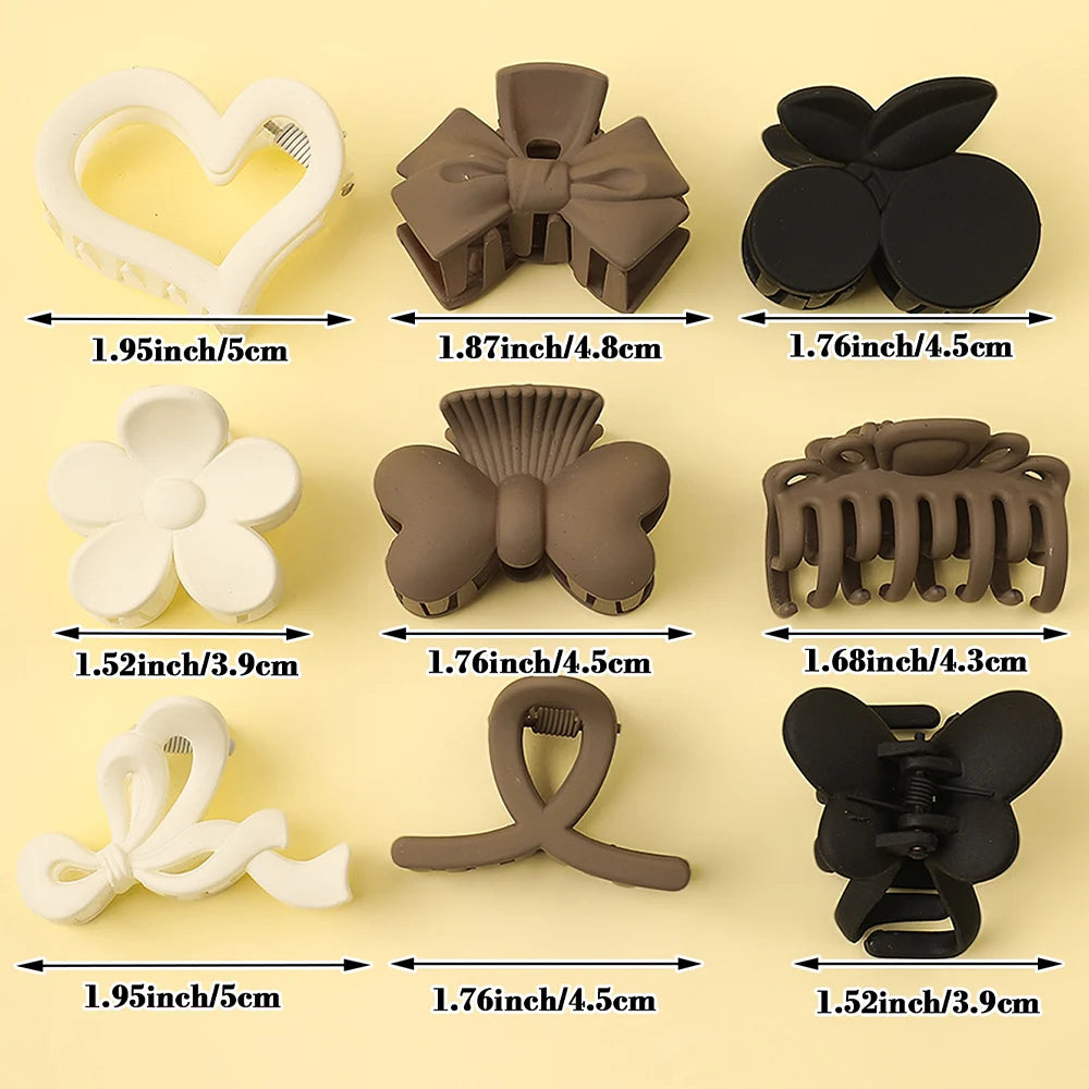 9Pcs Trendy Claw Hair Clips – Elegant Matte Design for Everyday Wear