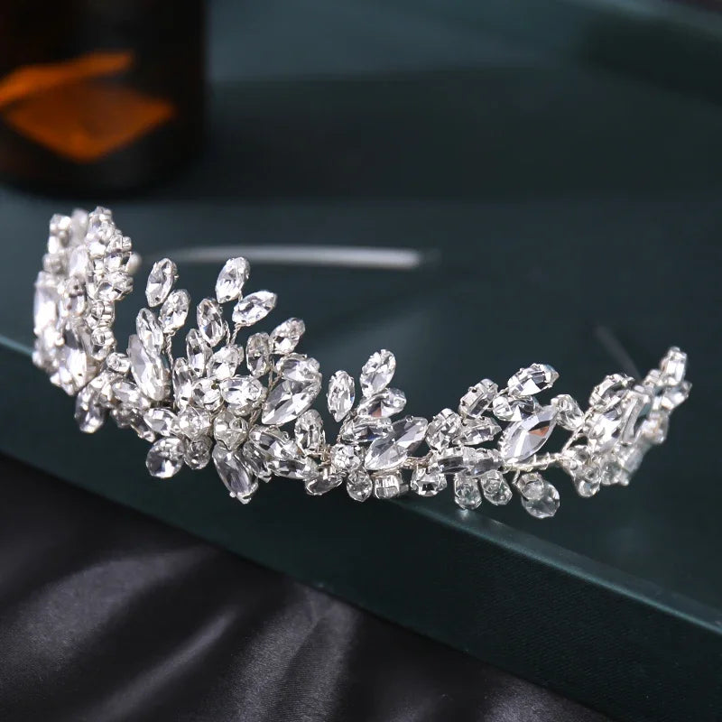 Bridal Headband Handmade Rhinestone Flower Hairband Crystal Wedding Headdress Fashion Headdress Women Party Gift Hair Hoop