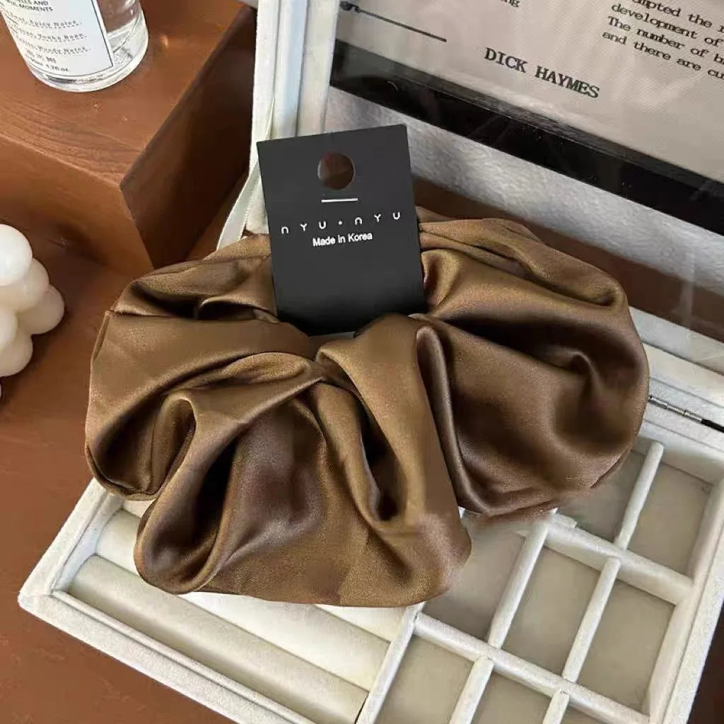 12cm Fashion Satin Scrunchie Women Silk Hair Tie Elastic Hair Bands Girls Black Scrunchy Rope for Adult Hair Accessories