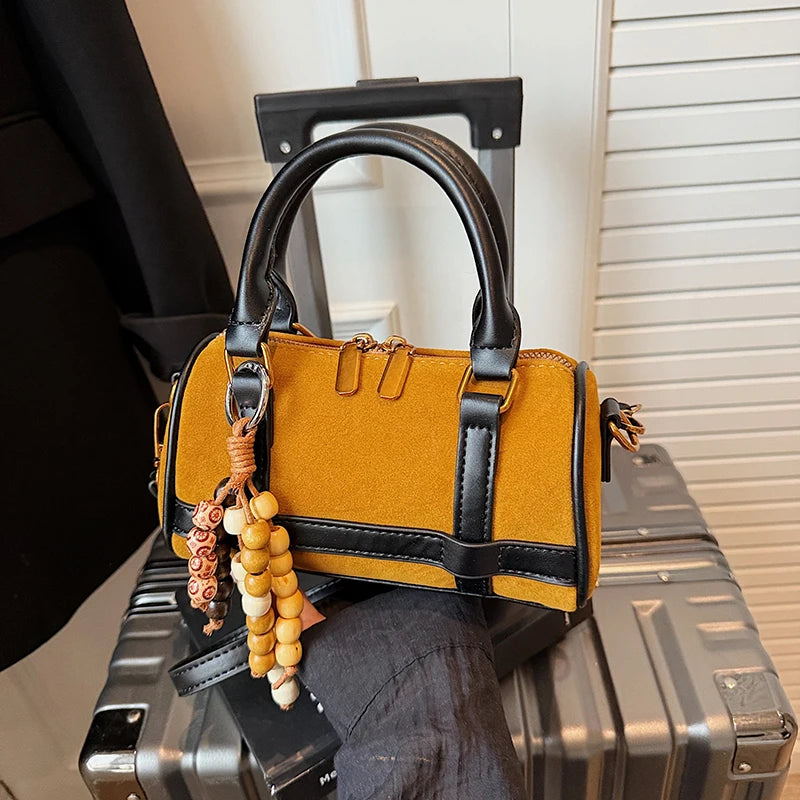 Mini Small Bag Women 2025 Versatile Winter Suede Leather Shoulder Crossbody Bag Ladies Designer Boston Handbag Coffee Bag