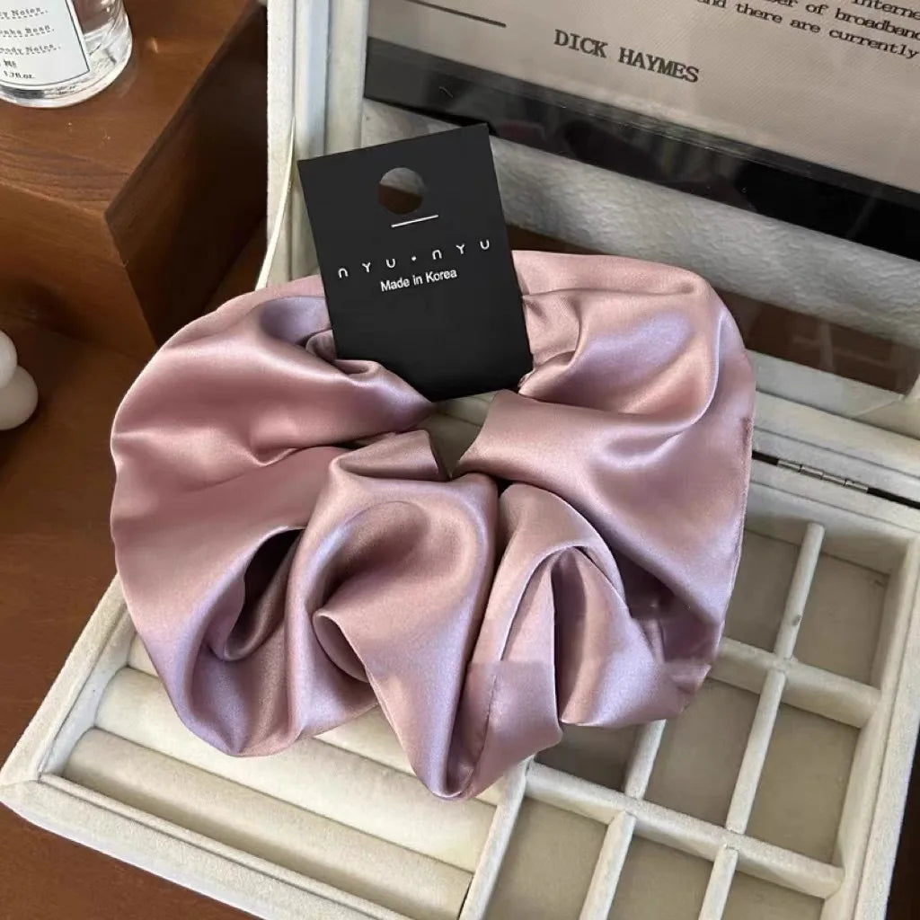 12cm Fashion Satin Scrunchie Women Silk Hair Tie Elastic Hair Bands Girls Black Scrunchy Rope for Adult Hair Accessories