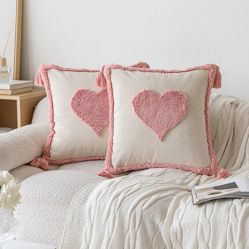 Ins Style Pink Plush Sofa Pillow Case New 45X45 Cushions Cover Small Fresh Love Style Detachable Pillow Cover Home Decorative