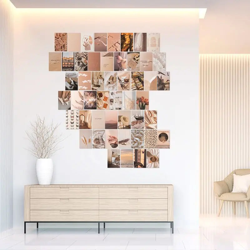 50Pcs Aesthetic Posters Decorative Collage Cards Minimalist Postcards Teens Favors Artistic Painting Dorm Room Wall Decoration