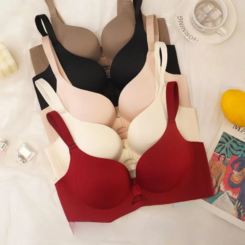MOYISU Adjustable Push Up Bra For Small Bust Enhancement Seamless Wirefree Anti-Sagging Bra Sexy Back Design Soft Padded Comfort